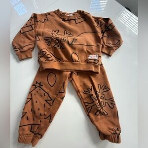 Zara Brown Black Graphic Kids Matching Set
